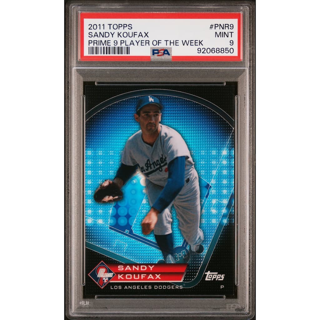 Sandy Koufax 2011 Topps Prime 9 Redemption Baseball Card #PNR9 Graded PSA 9 - 8'6" x 11'6"