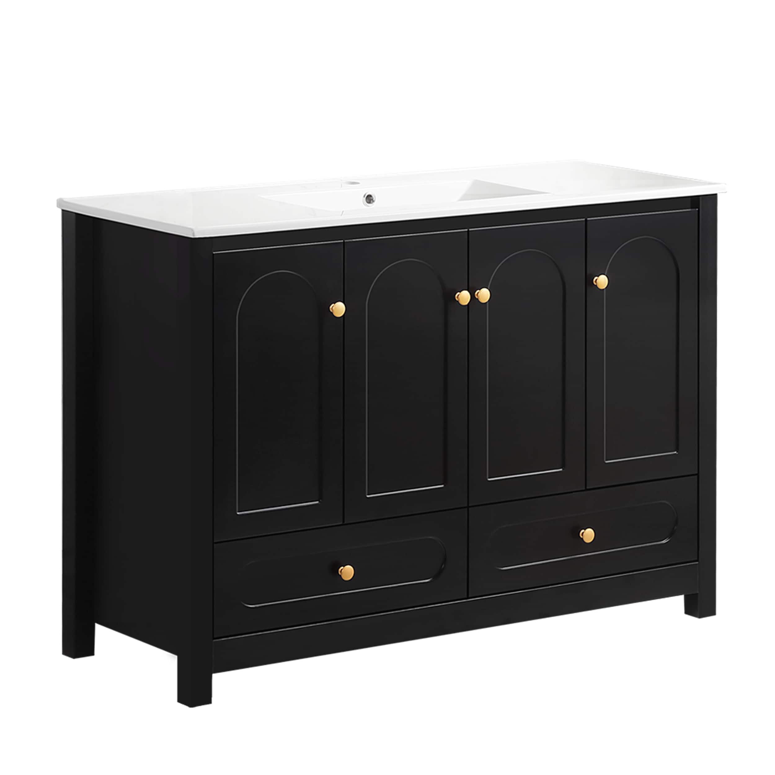 48" Modern Bathroom Vanity with Ceramic Sink, Soft-Close Door, MDF