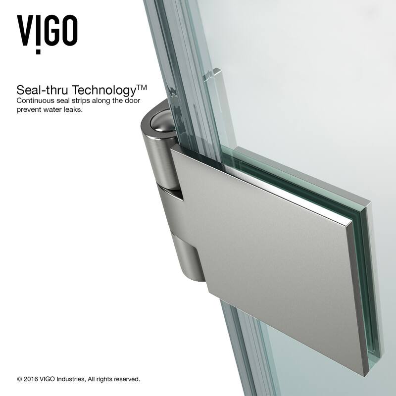 VIGO Rialto 34" W x 58" H Frameless Hinged Tub Door in Stainless Steel