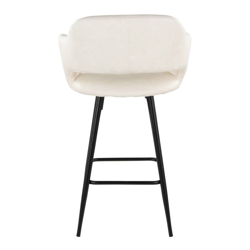 Porch & Den Vallen 26" Fixed-Height Faux Leather Counter Stool with Metal Legs & Square Footrest (Set of 2)