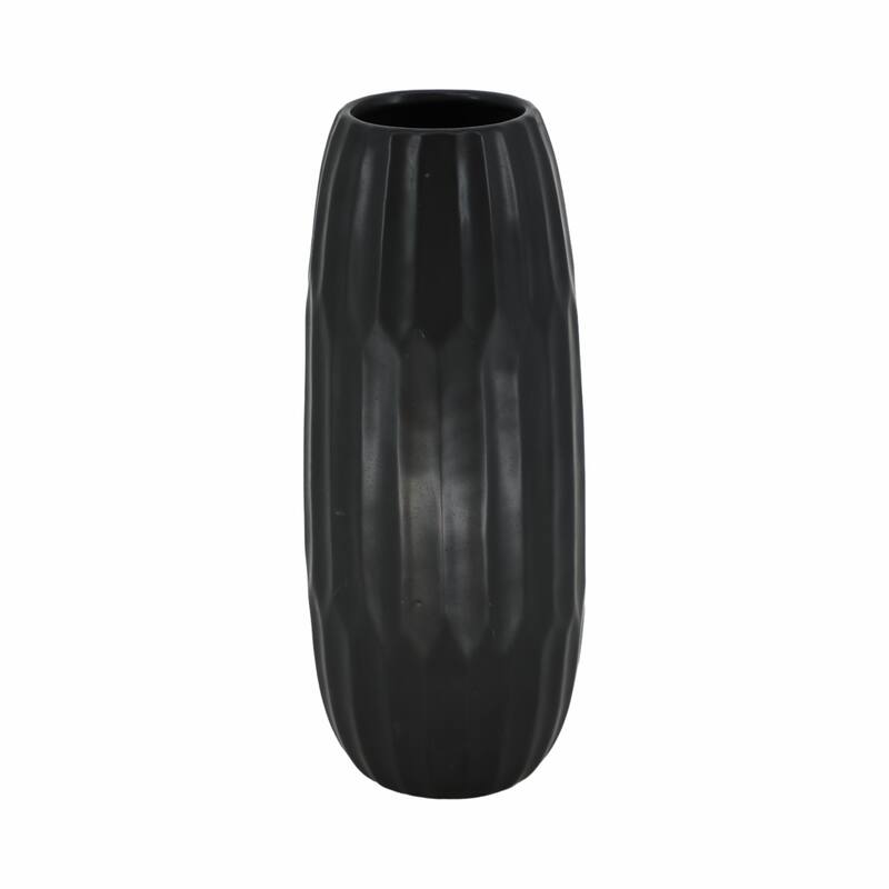 Sagebrook Home Modern Neutral Ceramic Vase - Black - 6" x 6" x 14"