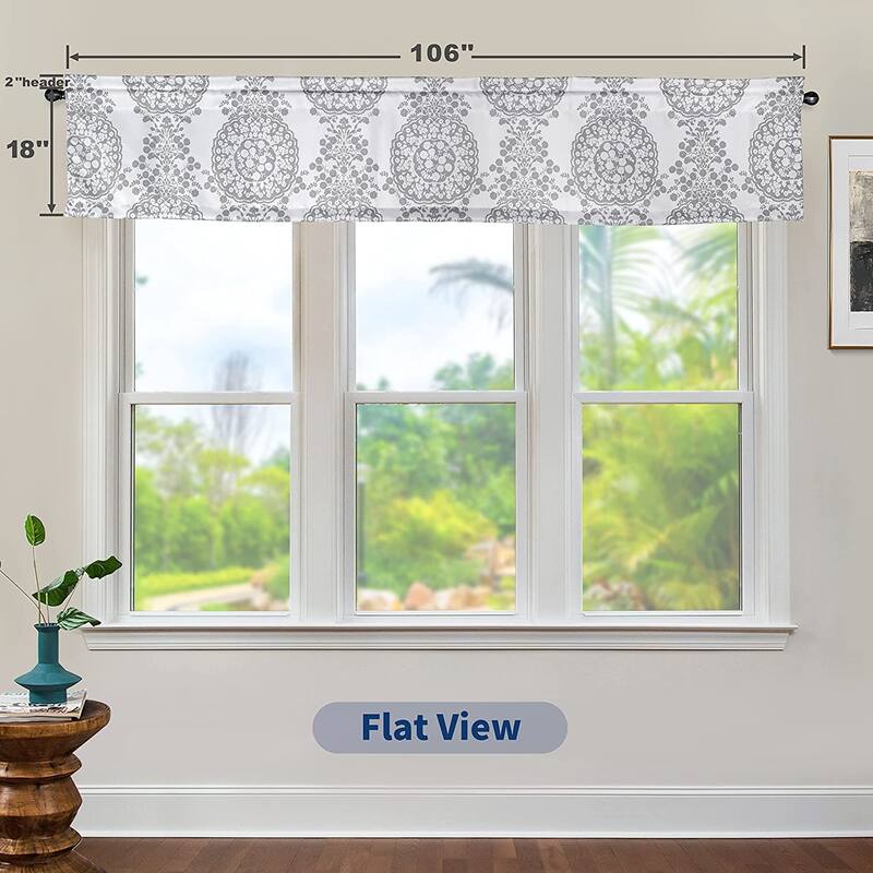 DriftAway Samantha Floral Damask Medallion Pattern Valance Rod Pocket