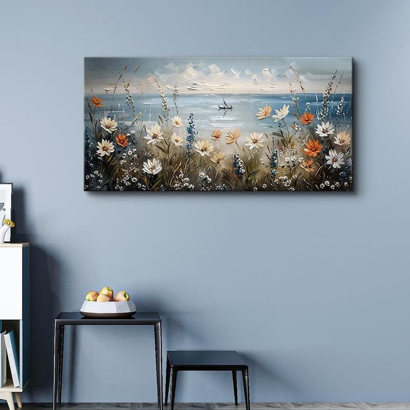 Blue Ocean Paintings Flowers Landscape Wall Pictures Artwork