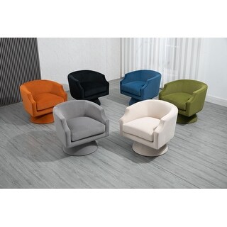 Fluffy Velvet Fabric Swivel Chair with Wide Upholstered for Living Room ...