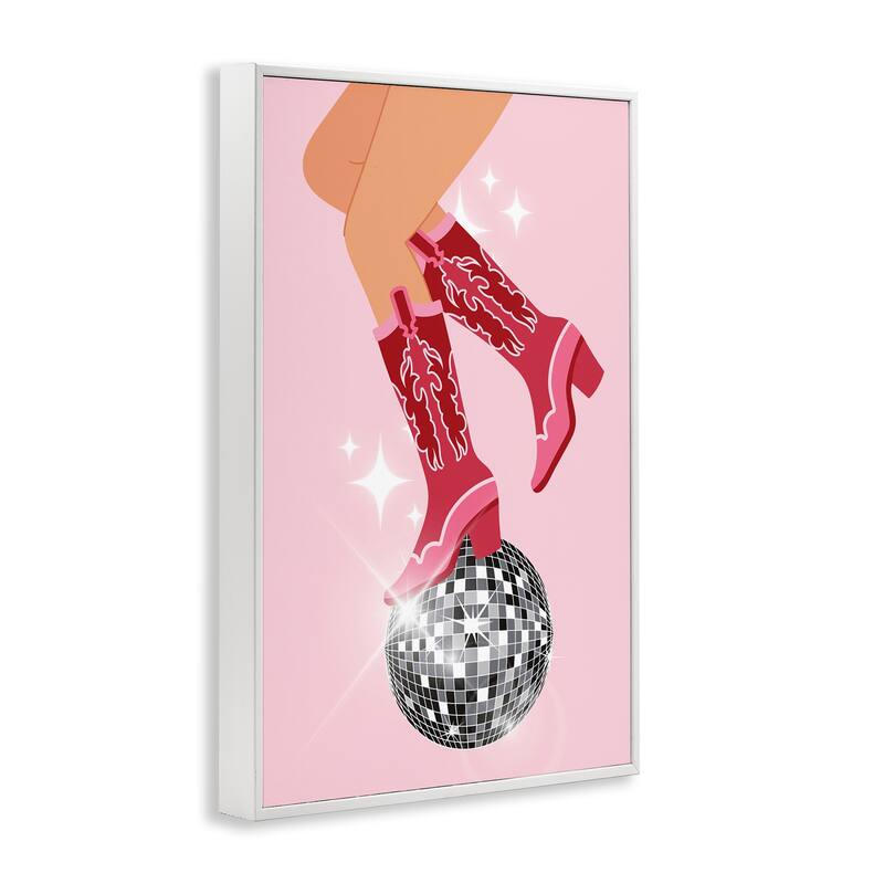 Stupell Balancing Disco Cowgirl Framed Giclee Art Design By LSR Design Studio