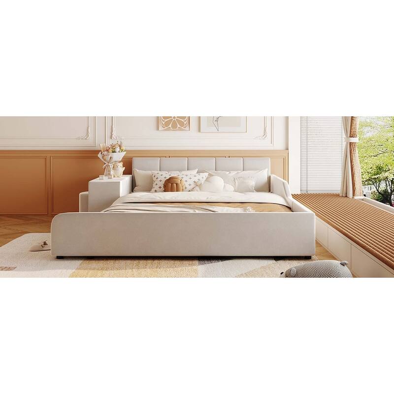 Grounded Bed, Mother & Child Bed with Bedside Desk & Round Stool