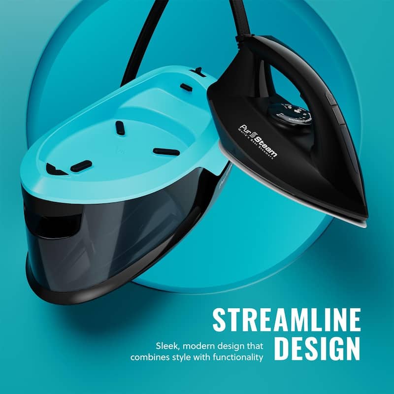 PurSteam Steam Station Max Ceramic Soleplate Steam Iron for Clothes 1500W, 50.7oz Removable Water Tank Iron Steamer