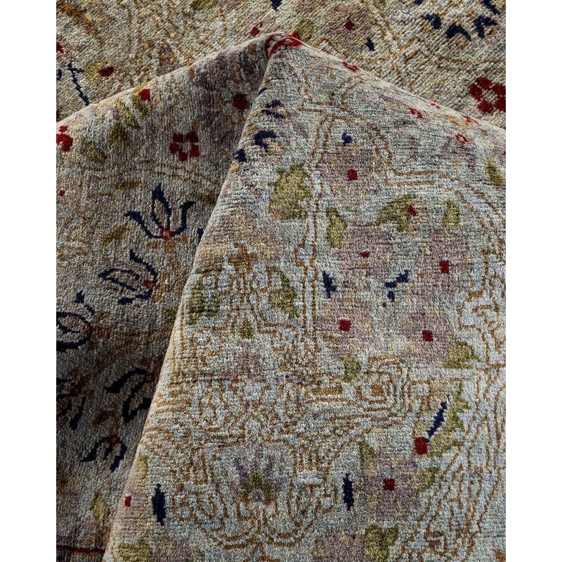Overton Hand Knotted Wool Vintage Inspired Modern Contemporary Overdyed Gray Square Area Rug - 6' 2" x 6' 5"
