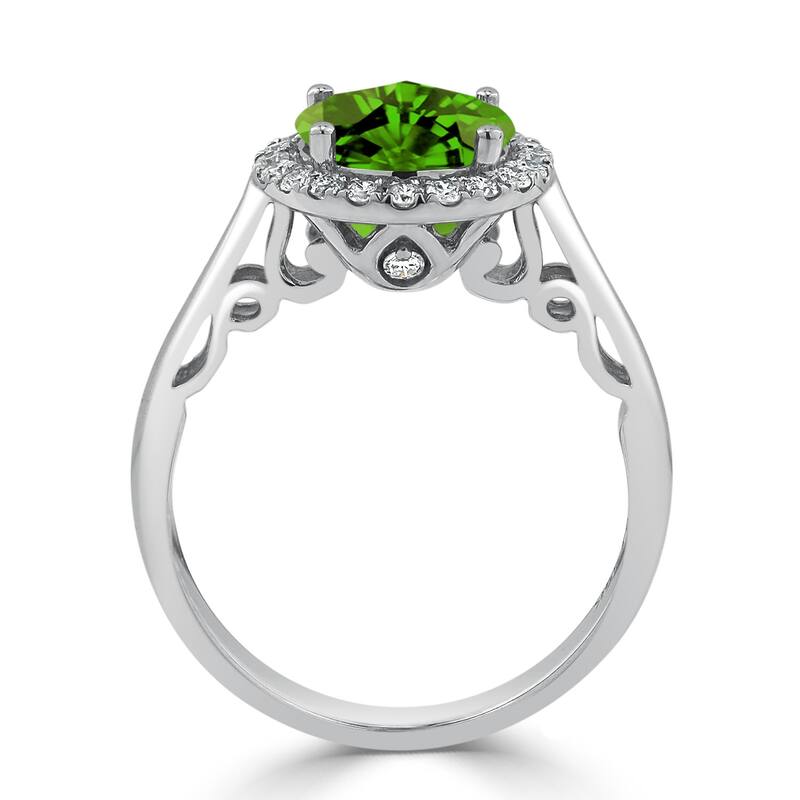 Auriya 2 1/2ct Round Peridot and 1/4ctw Halo Diamond Engagement Ring by Auriya