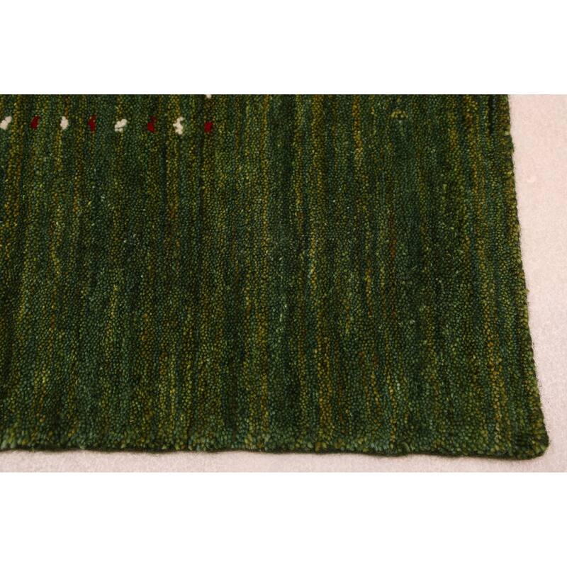 ECARPETGALLERY Hand Loomed Kashkuli Gabbeh Green Wool Rug - 5'0 x 7'11