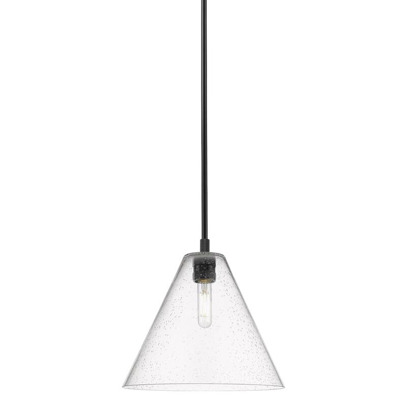Innovations Lighting 434-1S-11-12 Crown Point Pendant Cone Crown Point - Matte Black / Seedy