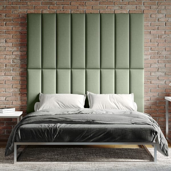 Jaxx Panelist – Tête de lit rembourrée moderne – Lot de 2 panneaux muraux (57,1 x 96,5 cm chacun) – King Double Grand, Microvelours, vert cyprès