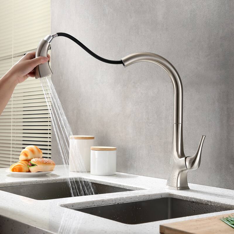 Luxier KTS20 Single Handle Pull Down Sprayer Kitchen Faucet