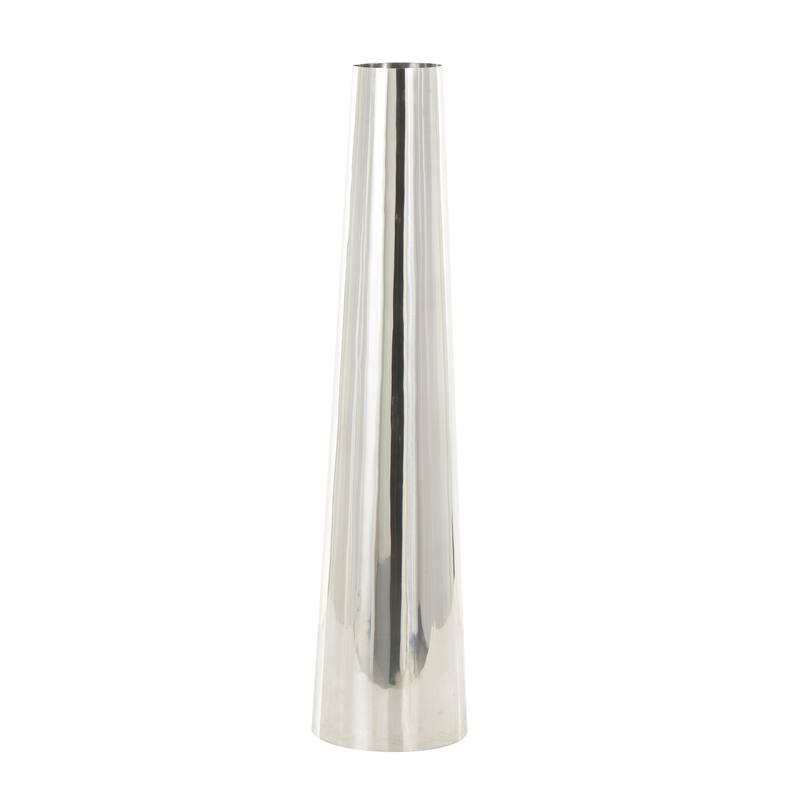 Gold or Silver Stainless Steel Metal Minimalistic Tall Floor Cone Vase