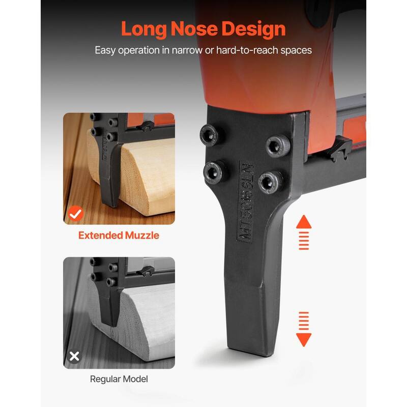 Black-Orange Aluminum Alloy 20-Gauge Pneumatic Staple Gun with High-Capacity Magazine - 8.66 x 1.77 x 7.48