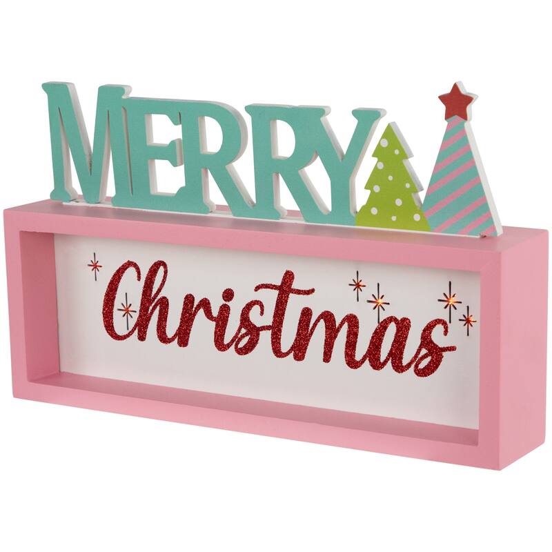 Lighted "Merry Christmas" Shadow Box Christmas Tree Decoration - 10" - Multicolor