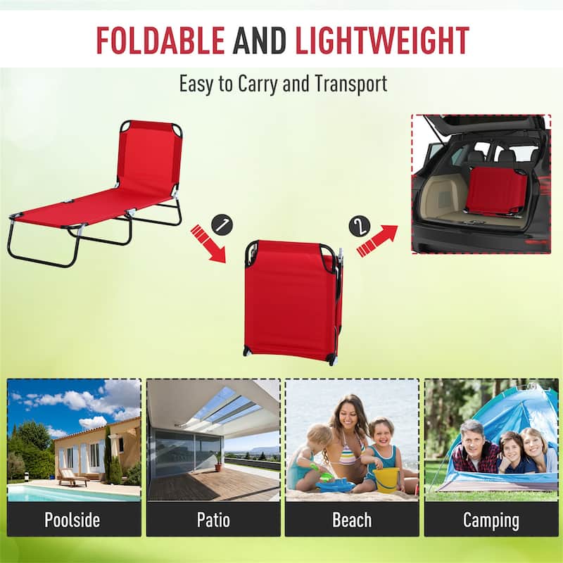 Folding Lounge Pool Chairs with 5-Level Reclining Back,Steel Frame