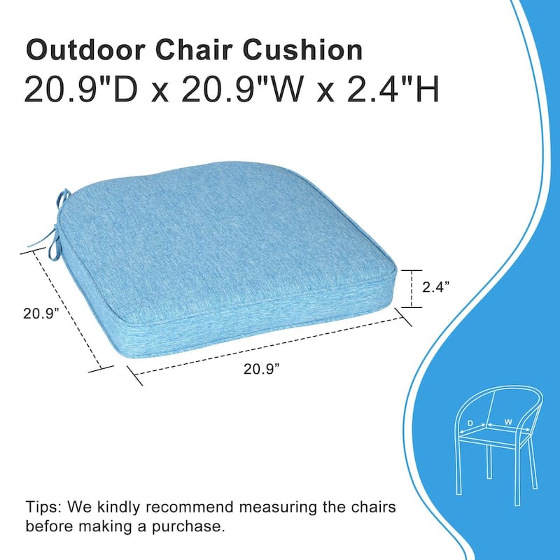 Aoodor Outdoor Dining Chair Cushions Set of 4, Outdoor Chair Pads with Ties, 21 x 21 inch - 21"x21"