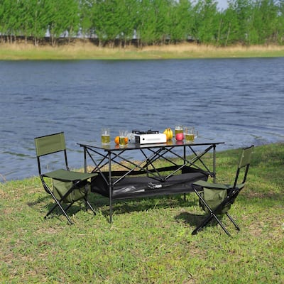 Set of 3, Folding Outdoor Table and Chair Set