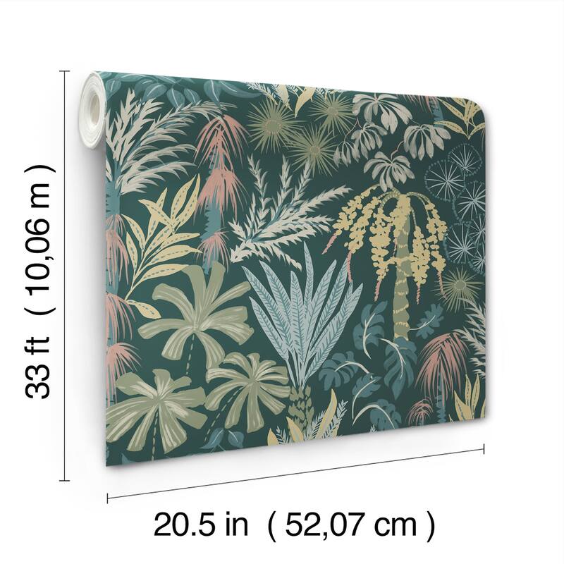A-Street Prints Everglades Dark Green Botanical Wallpaper