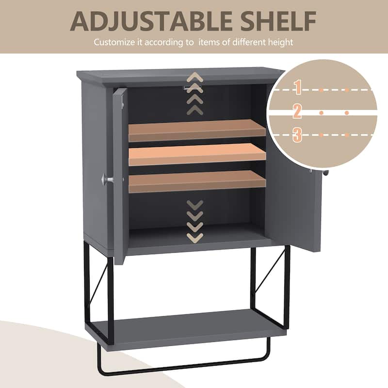 Futzca Bathroom Wall Cabinet with Towels Bar, Storage Medicine Cabinet