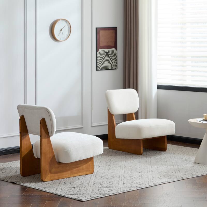 Modern Lounge Chairs with Solid Wood Frame (Set of 2)