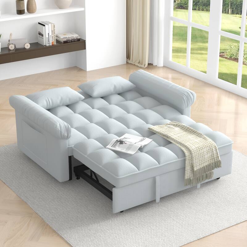 Roomfitters Loveseat Sofa Bed with Pull-Out Bed and Adjustable Back, Compact Upholstered Sleeper Sofa for Living Room