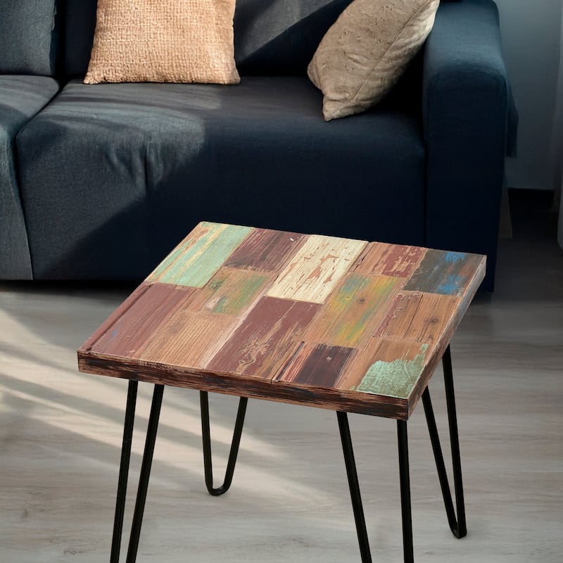 Greenage Reclaimed Wood End Table Living Room Night Stand Use