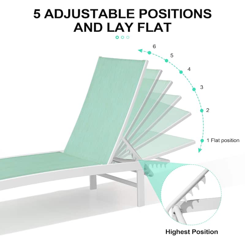 3-Piece Outdoor Loungers Patio Chaise Lounge Chairs Set with Side Table