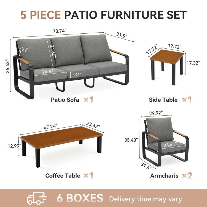 Outdoor Patio Conversation Sofa Set with Cushions