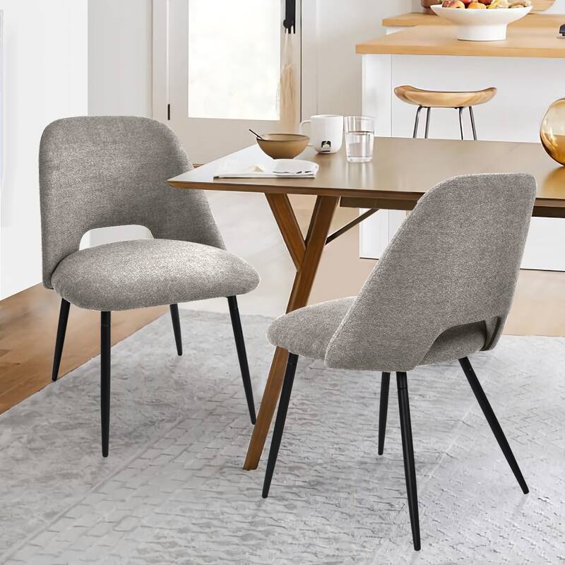 Upholstered Modern Dining Chair Cutout Back Kitchen Chairs(Set of 2)