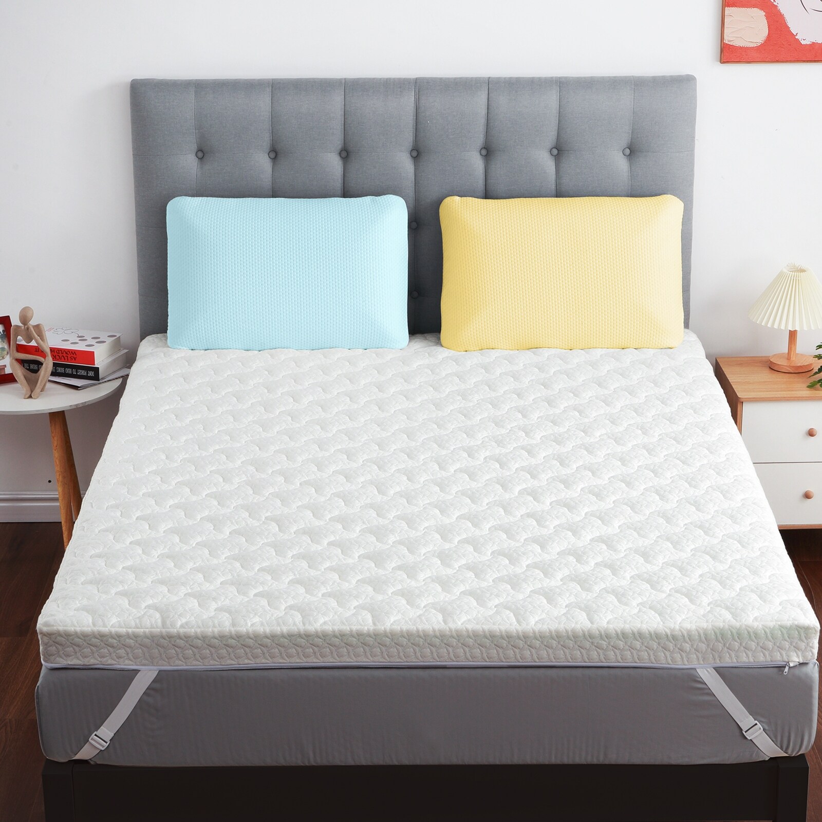 4 Inch Medium Firm Memory Foam Mattress Topper with Cover On