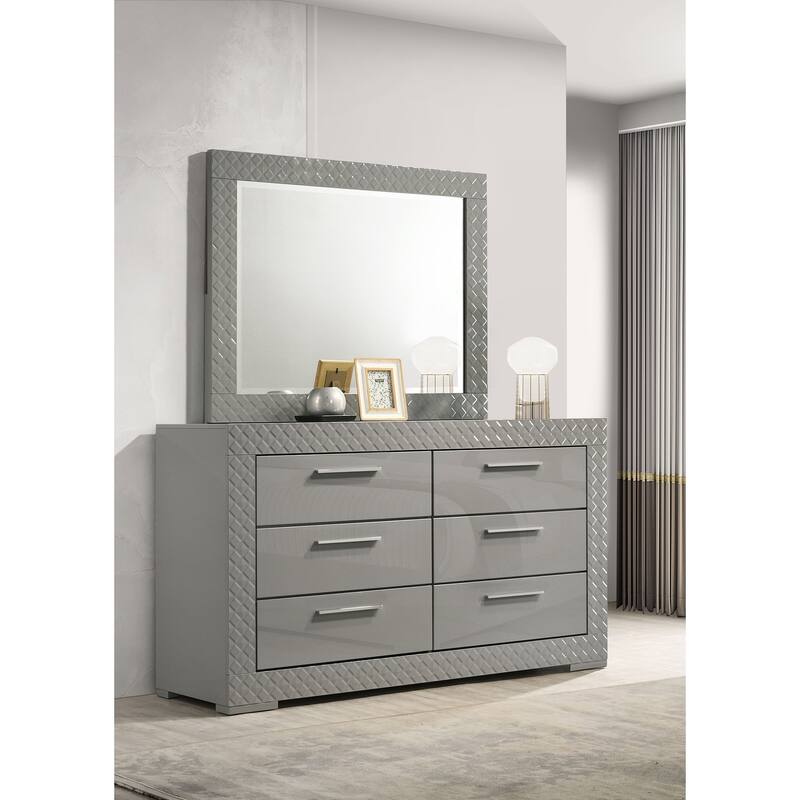 Ives 6-drawer Dresser and Mirror High Gloss