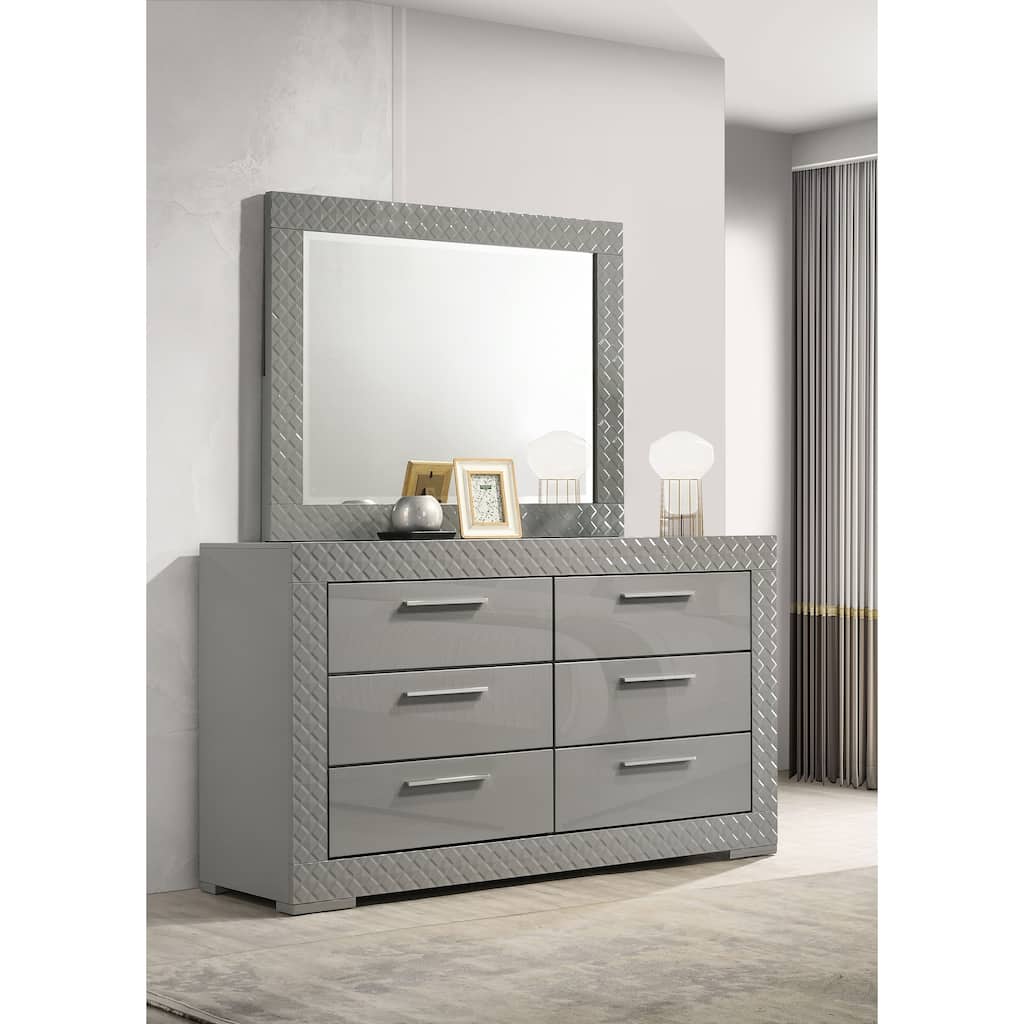 Ives 6-drawer Dresser and Mirror High Gloss