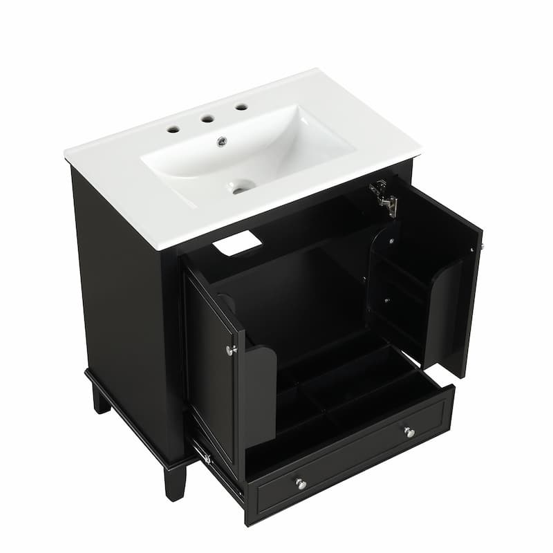 30" Bathroom Vanity with Sink Combo, Multi-functional Cabinet with Doors and Drawer