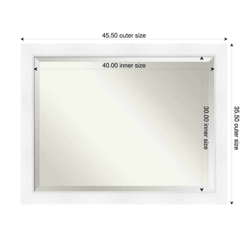 Sloped Beveled Framed Wall Mirror - 46 x 36 in - Sloped White