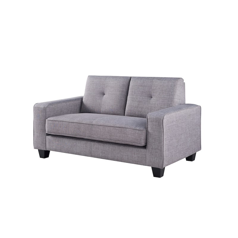 Lowery Modern Grey Fabric Upholstered Track Arms Tufted Back Loveseat by Furniture of America