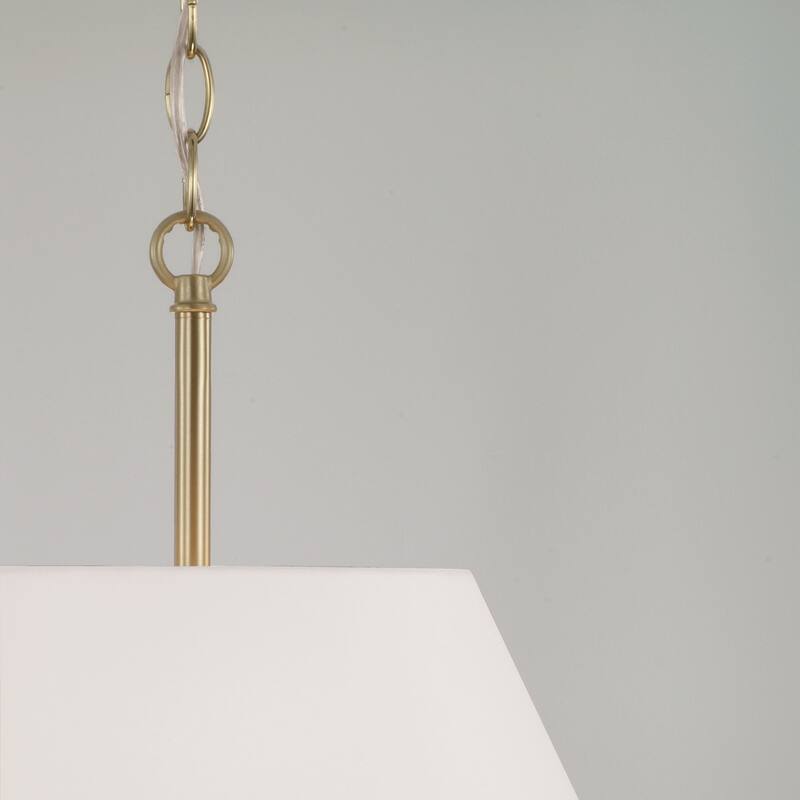 15"W x 13.25"H 3-Light Dual Mount Pendant in Matte Brass with White Fabric Shade and Glass Diffuser - 15"W x 13.25"H