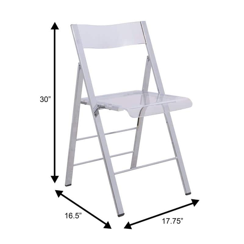 Menno Foldable Acrylic Dining Chair with Metal Frame – Modern Transparent Seat for Indoor Outdoor Kitchen Office or Events