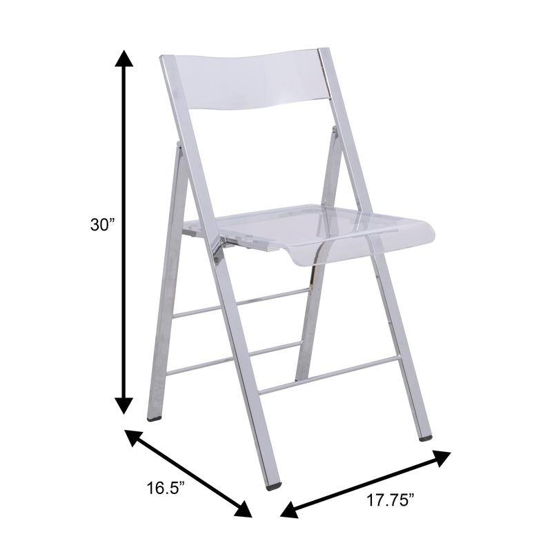 Menno Modern Acrylic Folding Dining Chairs with Stainless Steel Frames and Rubber Pads (Set of 4)