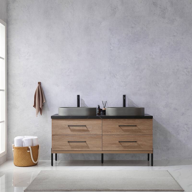 Miseno MV-NM-705160O Trento 60" Free Standing Double Basin Vanity Set