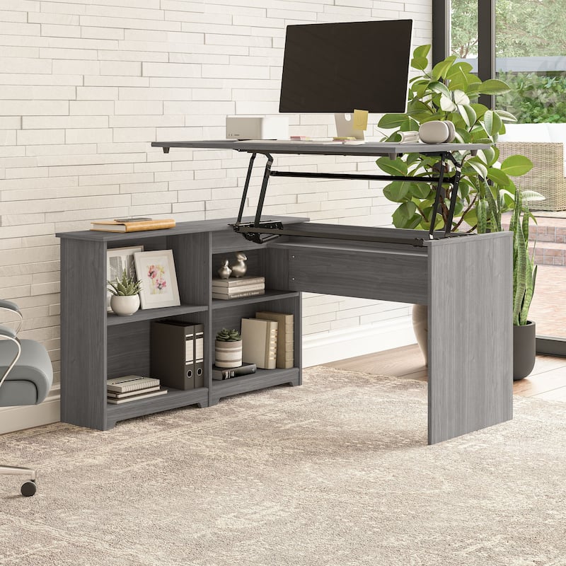 Bush Furniture Cabot 52W Standing Corner Desk with Shelves