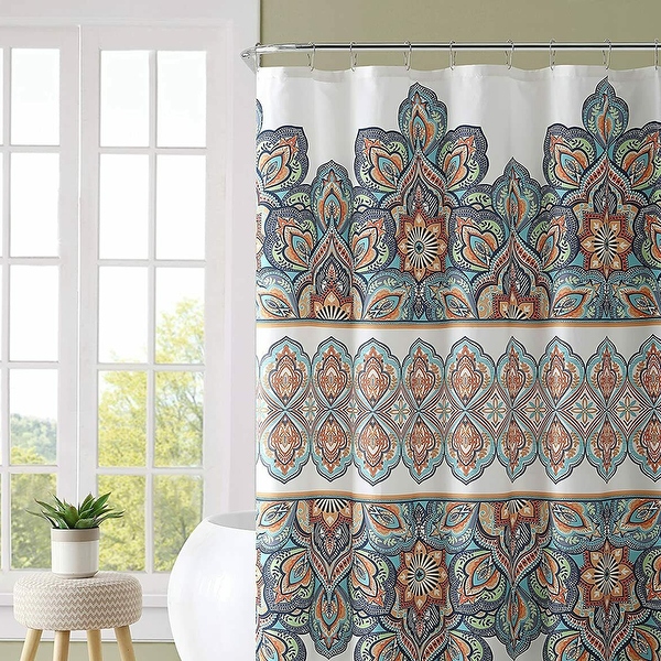 Orange fabric shower curtain deals