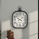 preview thumbnail 10 of 18, Black Metal Distressed Pocket Watch Style Decorative Wall Clock with Ring Finial