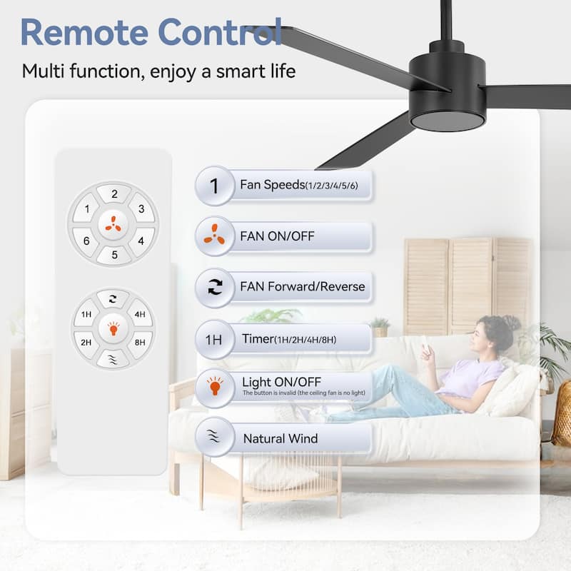 52-inches 3-Blade Ceiling Fan With Remote Downrod