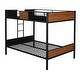 preview thumbnail 6 of 14, Full Over Full Bunk Bed with Steel Rail & Ladder - Rustic & Stylish