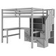 preview thumbnail 63 of 80, Multifunctional Wood Twin Size Loft Bed with L-Shaped Desk and Storage Staircase, Loft Bed Frame with Cabinet and Drawers