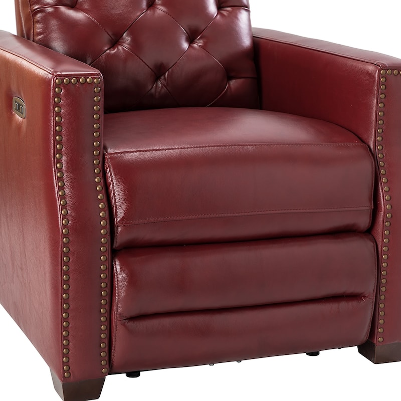 Alina 31.50" Wide Genuine Leather Power Recliner with USB Port