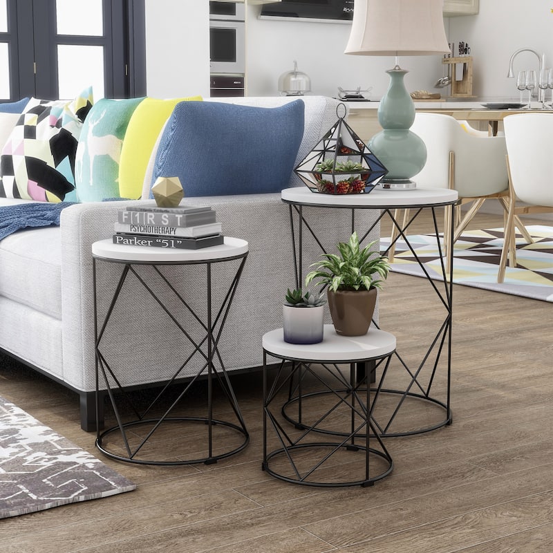 Rusk Modern 17-inch Metal 3-Piece Nesting Tables Set by Furniture of America