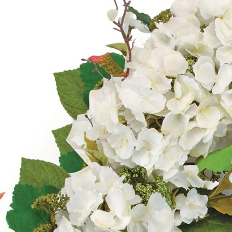 HomeRoots 36" White And Green Hydrangea Artificial Wreath